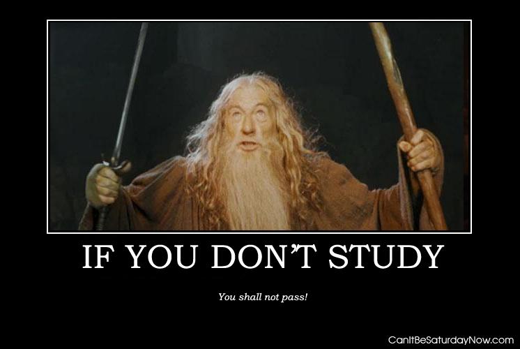 Should study - if you don't study then you shall not pass
